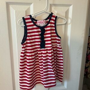 Ruffle Girl Red & White Striped Sleeveless Dress | size 6